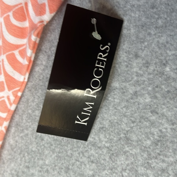 Kim Rogers Womens Peach Comb Print Fitted Crew Neck Short Sleeve Tee Shirt Sz M - Picture 9 of 9